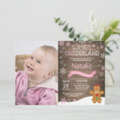 Invitation d'anniversaire rustique hiver Onederlan (Debout devant)