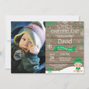 Invitation d'anniversaire rustique hiver Onederlan