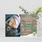 Invitation d'anniversaire rustique hiver Onederlan (Debout devant)
