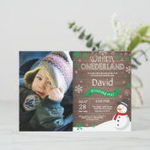 Invitation d'anniversaire rustique hiver Onederlan (Debout devant)