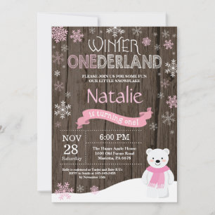 Invitation d'anniversaire Rustique Hiver Onederlan