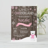 Invitation d'anniversaire Rustique Hiver Onederlan (Debout devant)