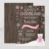 Invitation d'anniversaire Rustique Hiver Onederlan (Devant / Derrière)