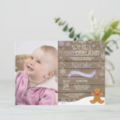 Invitation d'anniversaire rustique hiver Onederlan (Debout devant)