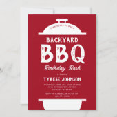 Invitation d'anniversaire Rustique Rouge BBQ (Devant)