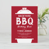 Invitation d'anniversaire Rustique Rouge BBQ (Debout devant)