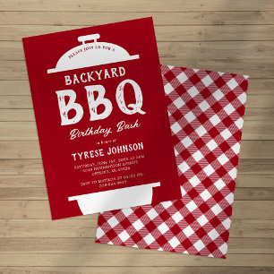 Invitation d'anniversaire Rustique Rouge BBQ