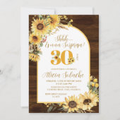 Invitation d'anniversaire rustique Sunflower Sorpr (Devant)