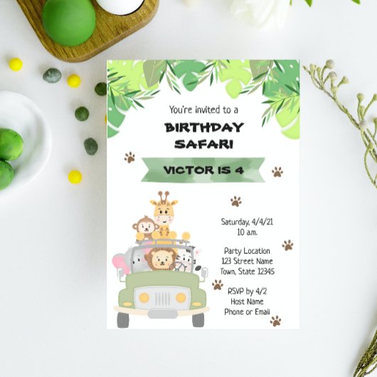 Invitation d'anniversaire Safari