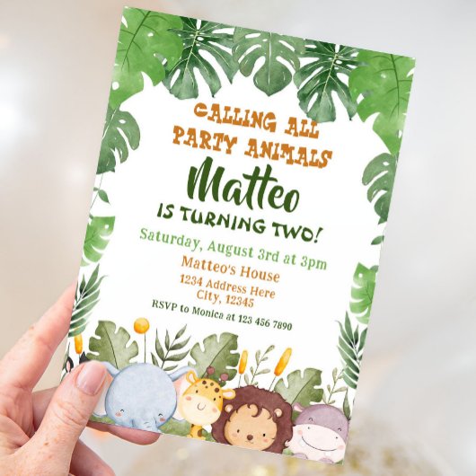 Invitation d'anniversaire Safari