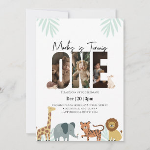 Invitation d'anniversaire Safari Animal 1er