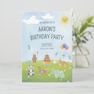 Invitation d'anniversaire Safari Animal Greenery B