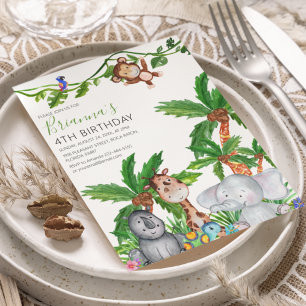 Invitation d'anniversaire Safari Animal pour Enfan