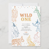 Invitation d'anniversaire Safari Animals Wild One  (Devant)