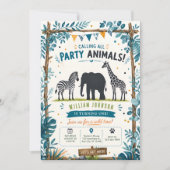 Invitation d'anniversaire Safari Animaux de la Jun (Devant)