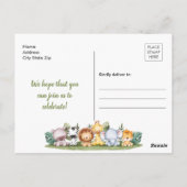 Invitation d'anniversaire Safari Animaux Sauvage U (Dos)