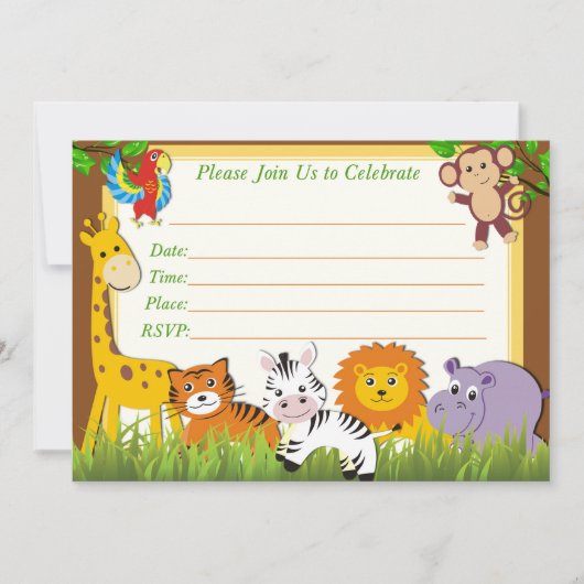 Invitation d'anniversaire Safari, invitation jungl (Devant)