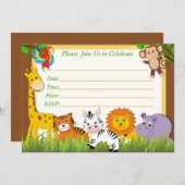 Invitation d'anniversaire Safari, invitation jungl (Devant / Derrière)