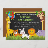 Invitation d'anniversaire Safari, invitation jungl (Devant / Derrière)