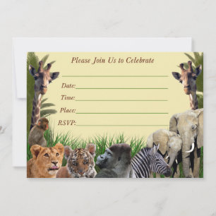 Invitation d'anniversaire safari, invitation jungl