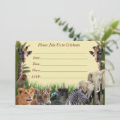 Invitation d'anniversaire Safari, invitation jungl (Debout devant)