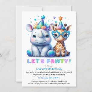 Invitation d'anniversaire Safari - Jote Rhino & Gi
