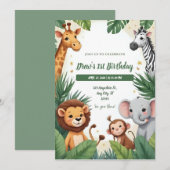Invitation d'anniversaire Safari Jungle (Devant / Derrière)
