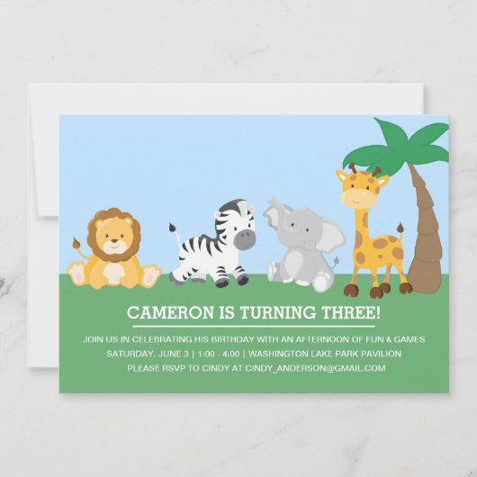 Invitation d'anniversaire Safari Jungle (Devant)