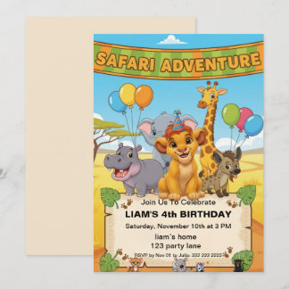 Invitation d'anniversaire Safari Jungle | annivers