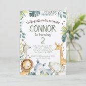 Invitation d'anniversaire Safari Jungle - Kraft (Debout devant)