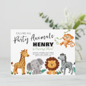 Invitation d'anniversaire Safari Jungle Party Anim (Debout devant)