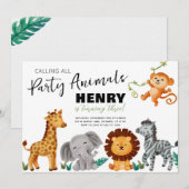 Invitation d'anniversaire Safari Jungle Party Anim (Devant / Derrière)