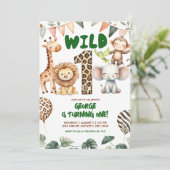 Invitation d'anniversaire Safari wild one (Debout devant)