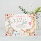 Invitation d'anniversaire Safari Wild One Boho Wil (Debout devant)