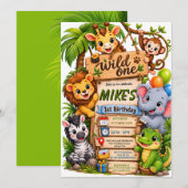 Invitation d'anniversaire Safari Wild One | Douce  (Devant / Derrière)