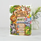 Invitation d'anniversaire Safari Wild One | Douce  (Debout devant)