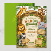 Invitation d'anniversaire Safari Wild One | Douce (Devant / Derrière)