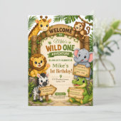 Invitation d'anniversaire Safari Wild One | Douce (Debout devant)