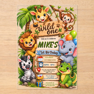 Invitation d'anniversaire Safari Wild One | Jolie