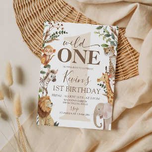 Invitation d'anniversaire Safari Wild One Jungle