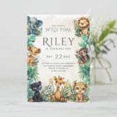 Invitation d'anniversaire Safari Wild Time (Debout devant)