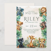 Invitation d'anniversaire Safari Wild Time (Devant / Derrière)