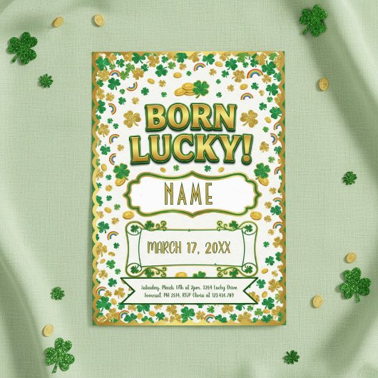 Invitation d'anniversaire Saint-Patrick née chance