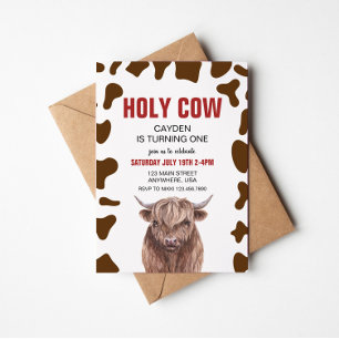 Invitation d'anniversaire Sainte Vache Une Carreau