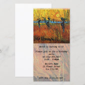 Invitation d'anniversaire. Saules au coucher du so (Devant / Derrière)