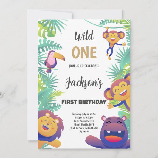 Invitation d'anniversaire sauvage (Devant)