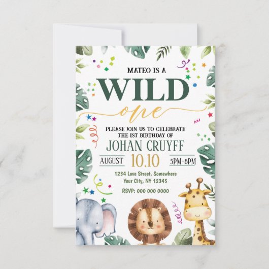 Invitation d'anniversaire sauvage (Devant)