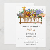 Invitation d'anniversaire sauvage (Devant / Derrière)