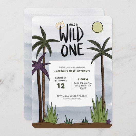 Invitation d'anniversaire sauvage (Devant / Derrière)