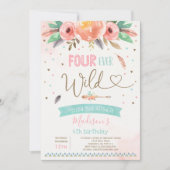 Invitation d'anniversaire sauvage Boho Four Ever W (Devant)
